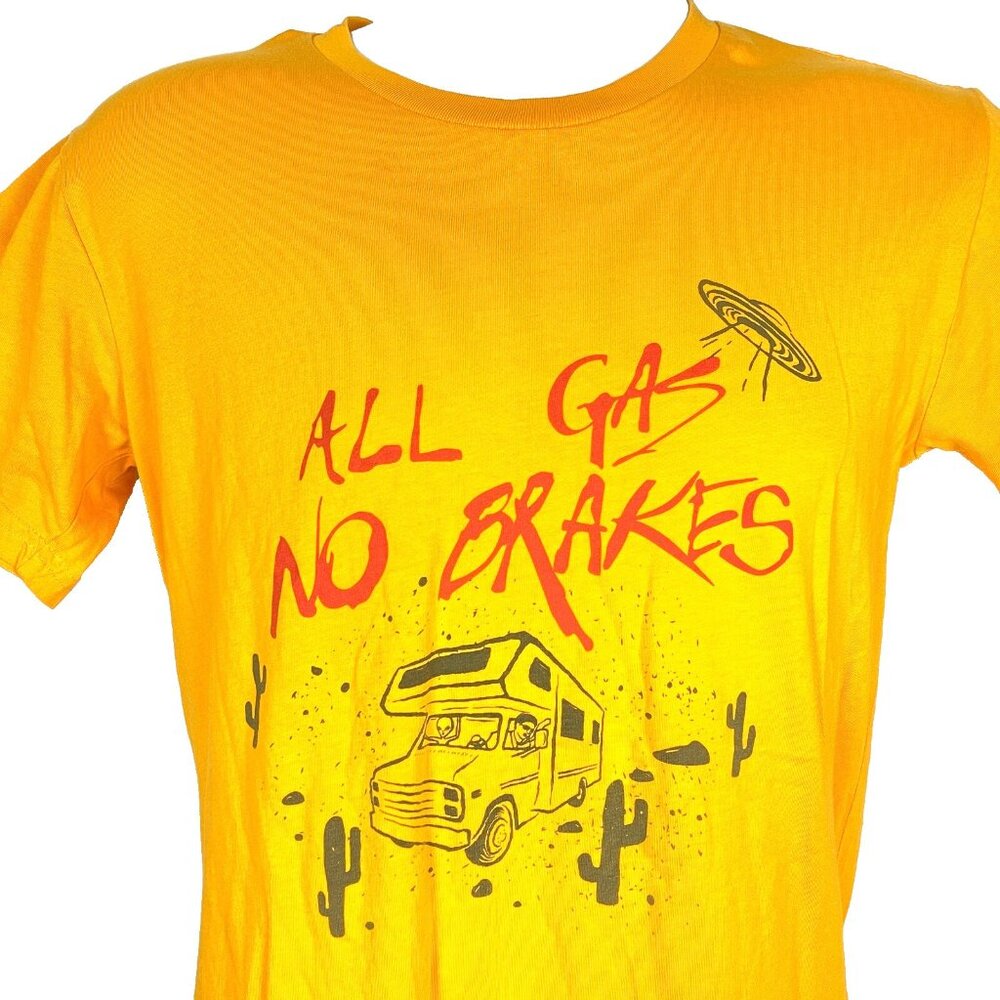 All Gas No Brakes Mens T-Shirt size Small 37x27 UFO Alien RV Desert Lowbrow